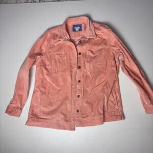 LL Bean Coral Corduroy Shirt Jacket Shacket Button Up Sz L